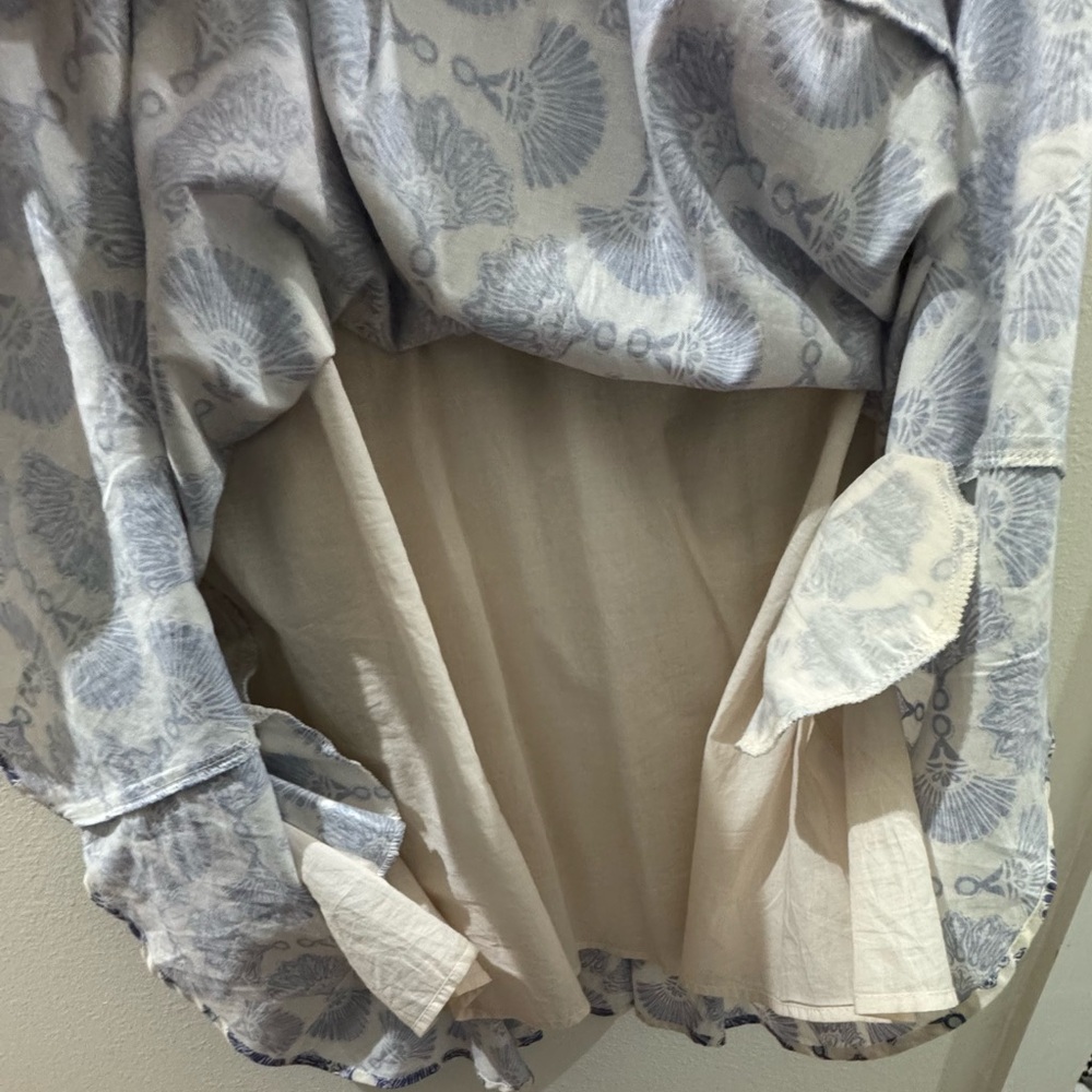 Blue And White Patterned Button-Up Mini Dress - image 3